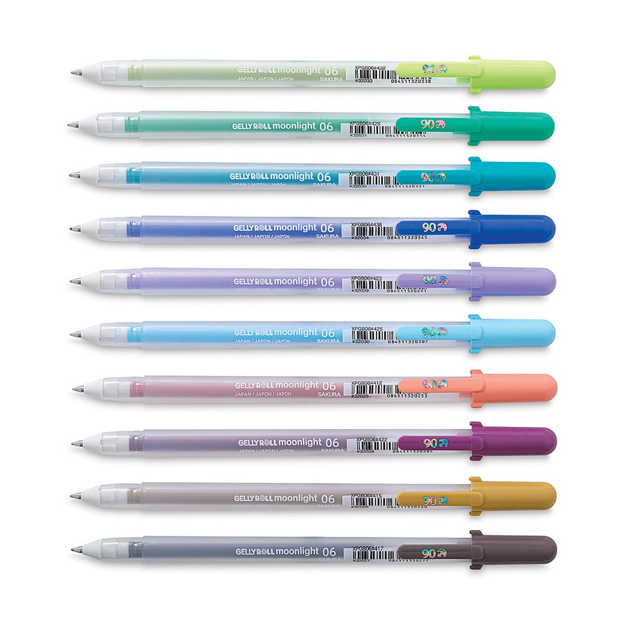 Sakura Gelly Roll Moonlight Pens - Pastel and Dark Colors, Set of 10, Fine Point